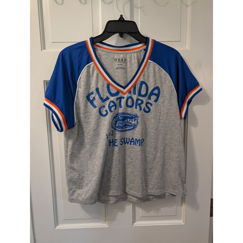 WEAR by Erin Andrews Florida Gators Shirt Womens XL Gray Blue V Neck